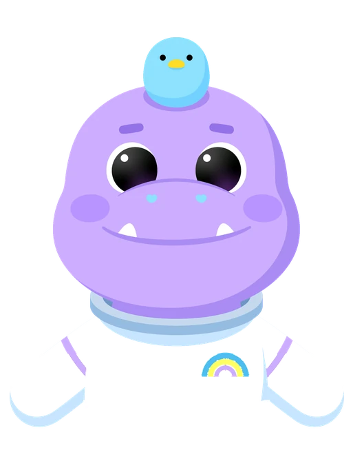 Purple Cati plush character