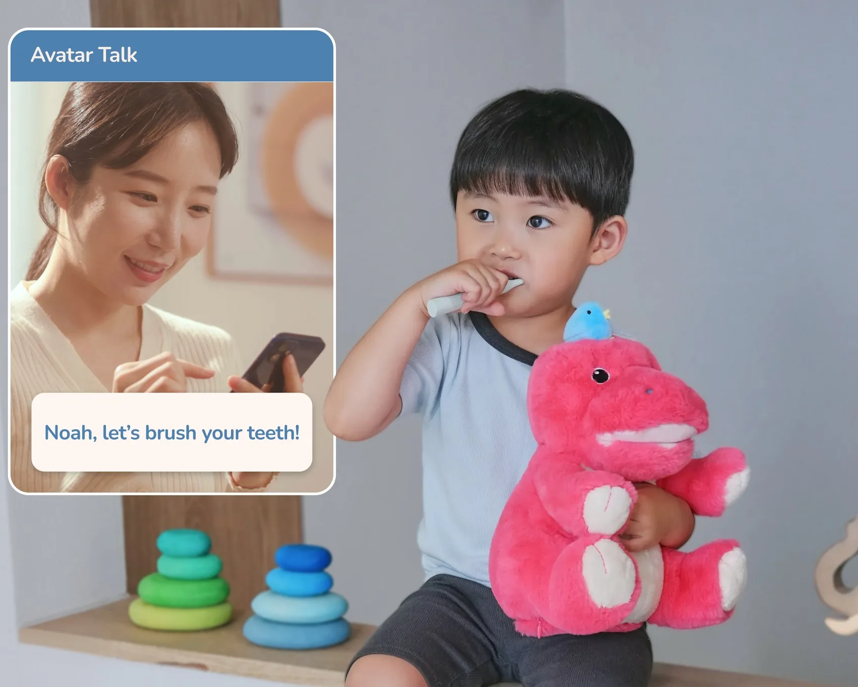 Parent speaking to child through Cati Avatar Talk