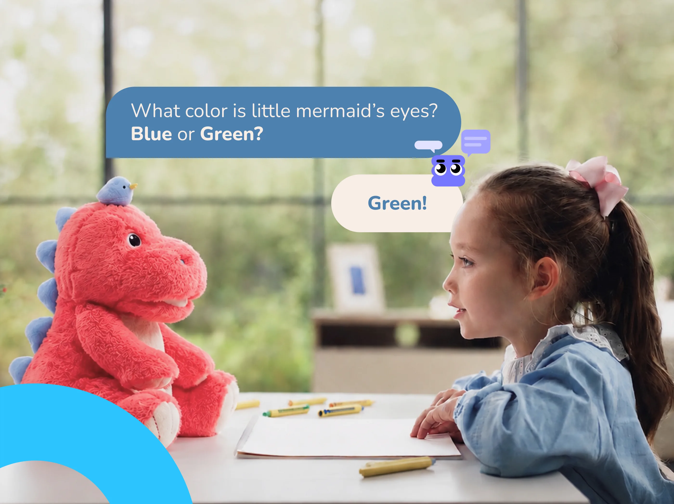 Child chatting with Coral Cati
